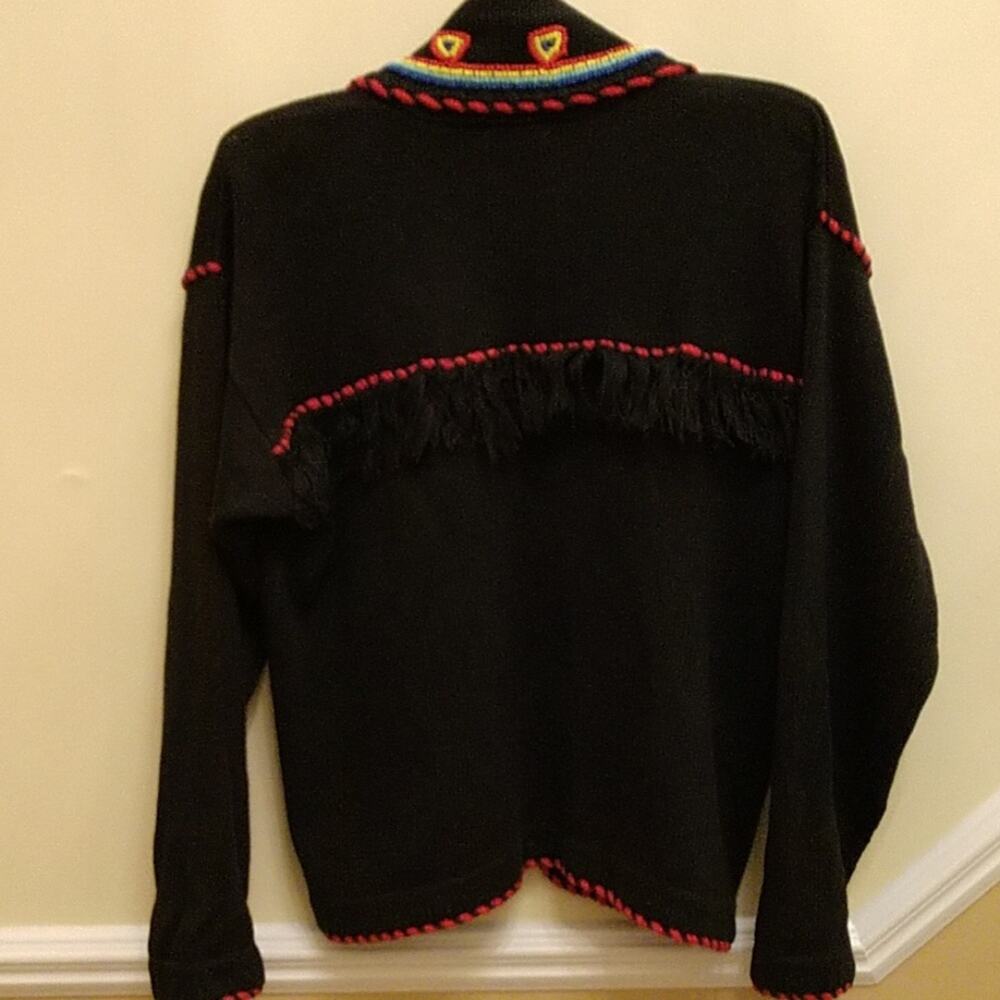 Victoria Jones Black Beaded Cardigan size Medium - Picture 4 of 8
